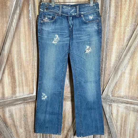 Diesel Vintage Cherone Distressed Flare Jeans - Picture 2 of 8